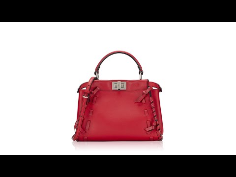 Fendi Vitello Seta Century Nappa Whipstitch Peekaboo Iconic Mini Satchel Fiamma