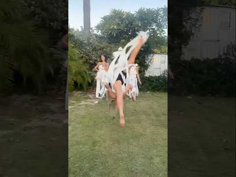 Bride does side aerial in wedding dress 👰🏼