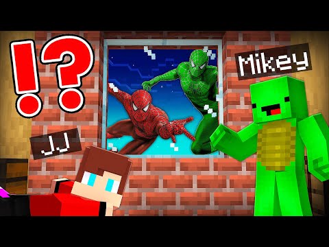 GREEN And RED SPIDER MANS Behind Mikey And JJ's WINDOW In Minecraft - Maizen