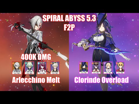 F2P C0 Arlecchino Melt & C0 Clorinde Overload | Spiral Abyss 5.3 | Genshin Impact