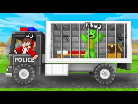 How JJ and Mikey Build PRISON POLICE Base on TRUCK in Minecraft? - Maizen