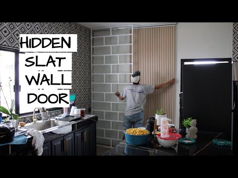 Making a Slat Feature Wall with Sliding Door | Hidden Door