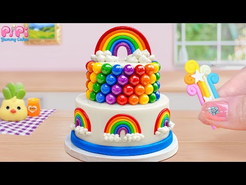 Let’s get started💘How I Make Miniature Rainbow Buttercream Cake Decorating🌈Pipi Yummy Cakes