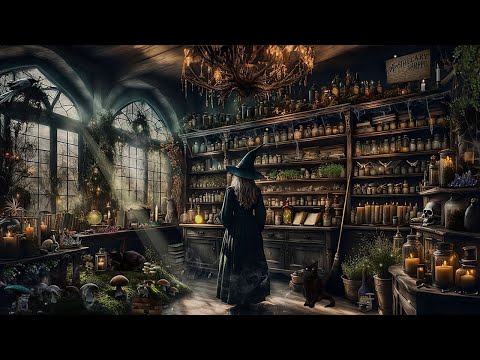 MYSTICAL WITCH SPRING TIME APOTHECARY-BUBBLING CAULDRON-FLOATING CANDLES-NATURE SOUNDS-WINDCHIMES