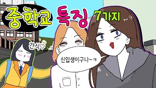 중학교 특징 7가지🎉ㅎㅎ ㅣ영상툰ㅣ