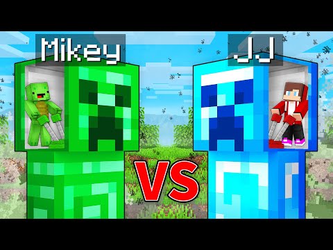 JJ's DIAMOND Creeper vs Mikey's EMERALD Creeper Survive Battle in Minecraft - Maizen