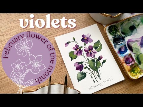 Watercolor violets- February birth month flower