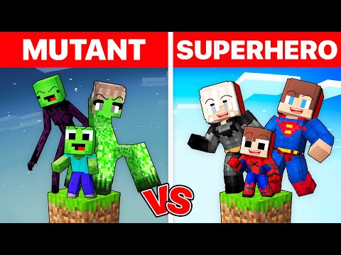 Mikey Family MUTANTS vs JJ Family SUPERHEROES on One Block in Minecraft (Maizen)