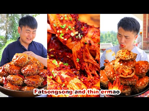 mukbang | Ermao Challenge Spicy Squid |  Bread crab | Chinese food | songsong and ermao