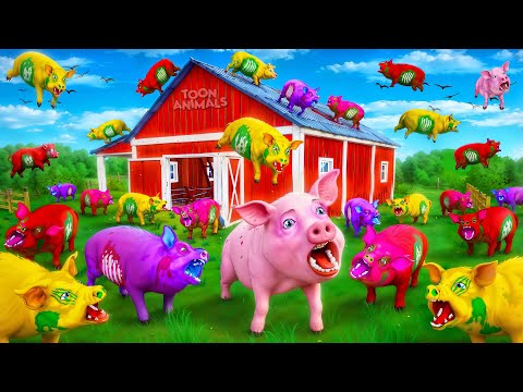 Colorful Zombie Pigs Attack! Epic Diorama & Rescue Adventure | Zombie Animal Cartoons!