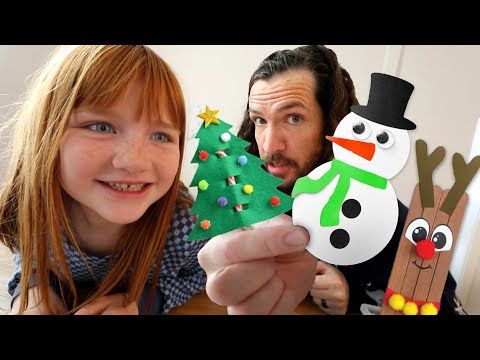 CHRiSTMAS CRAFTS with Adley and Dad!! How to make  Paper Snowflakes, Tree Decorations, & Snowman DIY