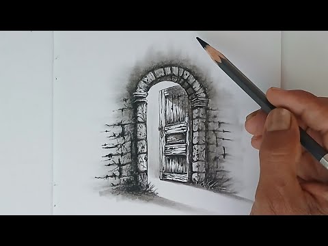 How to draw a old gate by pencil easy ways.