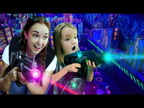 MOM and NiKO crazy ARCADE DATE!!  Laser Tag, Riding a Race Kart, giggle icecream, new family cartoon