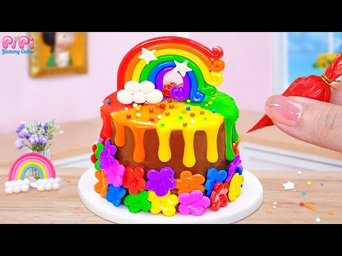 Rainbow Cake Recipes💘Whipping Up A Miniature Rainbow Chocolate Cake for Gifting🌈Pipi Yummy Cake