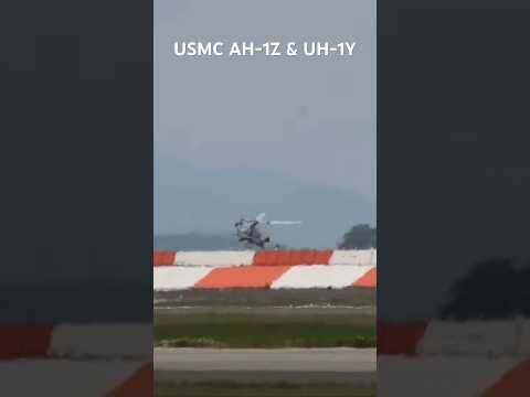 地を這うような超低空飛行で接近してくる米海兵隊のAH-1Zと UH-1Yが頼もしい！ #shorts #helicopter #usmc #aviation