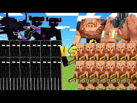 ENDERMEN vs PIGLIN ARMY in MOB BATTLE!