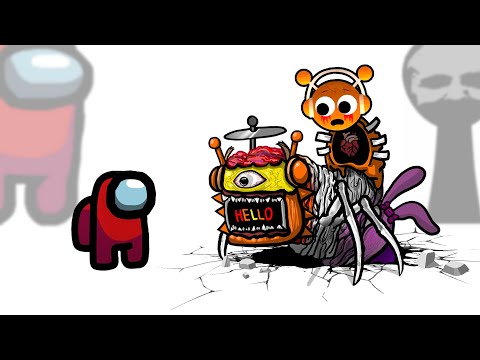 Mini Crewmate Kills Creepy Sprunki Characters | Among Us