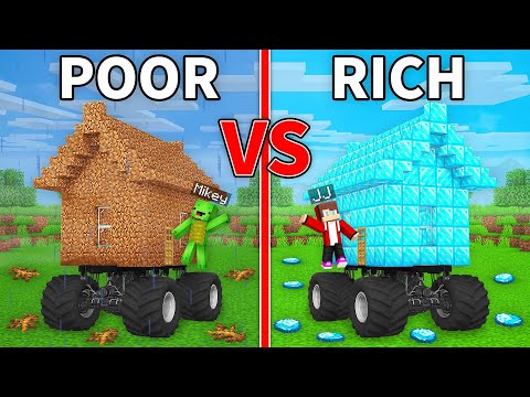 JJ's RICH RV House vs MIkey's POOR RV Base Battle in Minecraft - Maizen