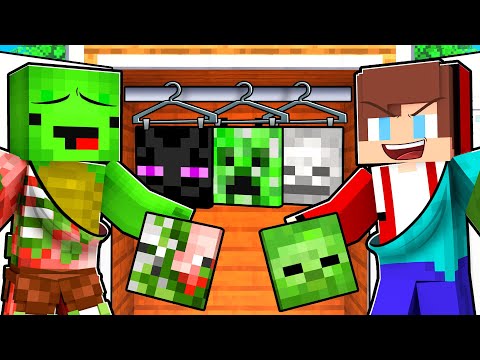 JJ and Mikey Use MOBS Skin to PRANK in Minecraft - Maizen