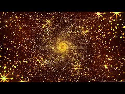 Glittering Gold Lights Tunnel Animation 4K loop video motion background Fibonacci spiral