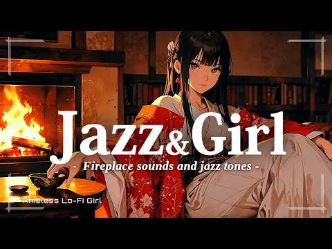 [Japanese-style jazz x relaxing background music] The sound of a fireplace and the sound of jazz