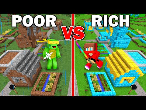 POOR Mikey Ninja vs JJ RICH Ninja Village Survival Battle in Minecraft (Maizen)