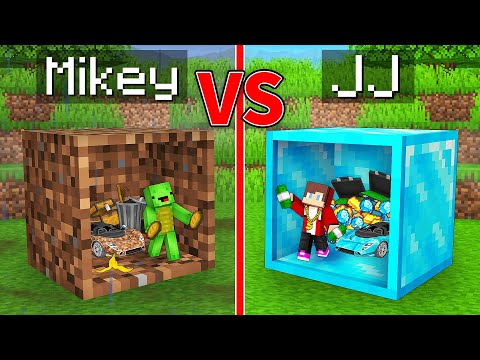 JJ's DIAMOND BLOCK vs Mikey's DIRT BLOCK Survive Battle in Minecraft - Maizen