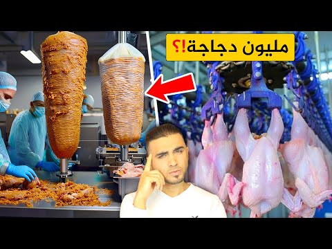 بولندا تحول مليون دجاجة إلى أسياخ شاورما بطريقة غريبة😱أسرار عمل الشاورما البولندية😍مصانع مذهلة