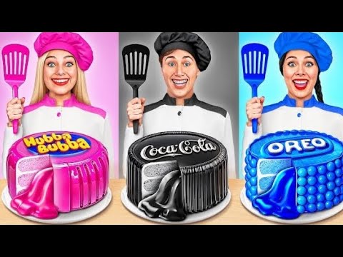 Pink VS Black VS Blue Color CookingChallenge by Multi DO Smile