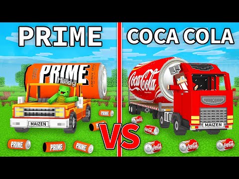 JJ's COCA COLA Truck vs Mikey's PRIME Truck Build Battle in Minecraft - Maizen