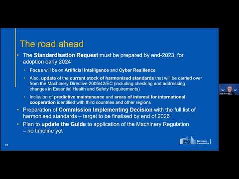 Webinar 'Standardization Request for Machinery Regulation, transition from Directive to Regulation’.