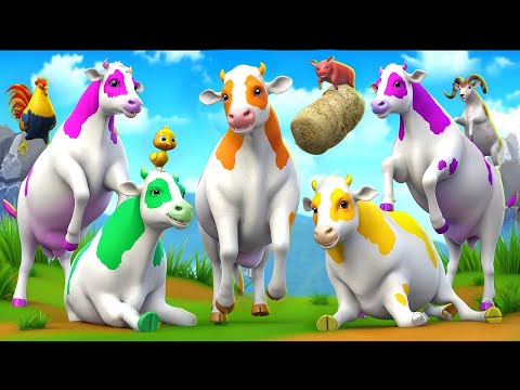 5 Color Cows Join Forces to Rescue Farm Animals - Epic Adventure Awaits!