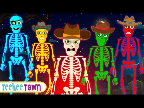 Five Cowboy Skeletons Riding A Bus | Spooky Rhymes for Teehee Town