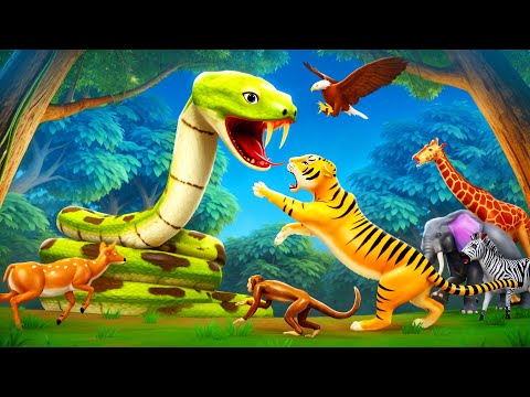 Snake vs. Tiger! 🐍🐅 The Ultimate Jungle Battle for Survival! Animal Kingdom