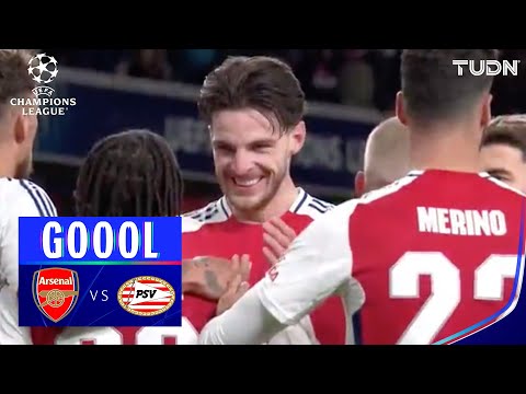 ¡GOL DE LOS GUNNERS! Rice marca Arsenal vs PSV Eindhoven | UEFA Champions League 24/25 | TUDN