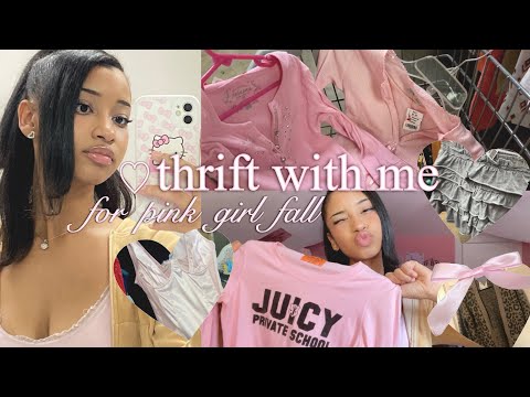 thrift with me for pink girl fall! + haul ♡