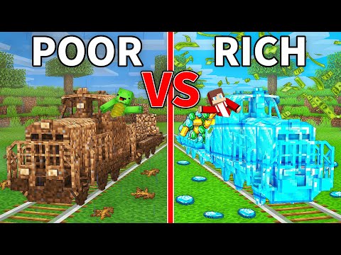 JJ's RICH Train vs Mikey's POOR Train Survive Battle in Minecraft - Maizen