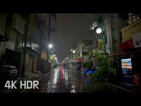 [ASMR] Midnight Rain Walk Through Empty Alleys | Relaxing Natural City ambience | Japan