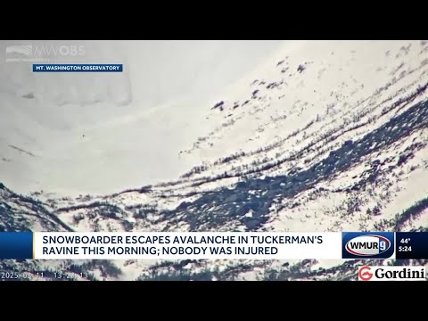 Snowboarder escapes avalanche in Tuckerman's Ravine Wednesday morning; nobody was injured