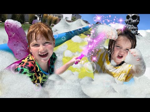 FAiRY vs PiRATE - BUBBLE MAGiC SURPRiSE!!  Adley Niko & a Baby Dino water slide x2 on pirate island