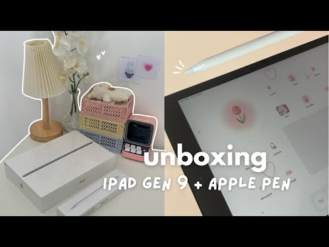 Unboxing 🍡 iPad gen 9 + apple pencil (space gray 64gb) customizing, aesthetic set up, how i edit