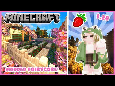 🧚‍♀️ Fairycore Strawberry Farm & Decorating 🌷 EP 2 (Minecraft 1.20 Modded Survival) 🍄