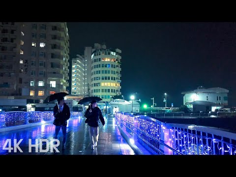 Illuminated Rainy Night Walk on Enoshima’s Wet Streets | japan winter travel | 4K/HDR