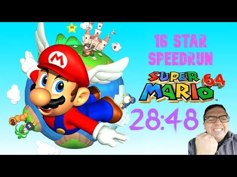 UNDER HALF AN HOUR! Super Mario 64 Speedrun in 28 mins 48 secs (16 star)