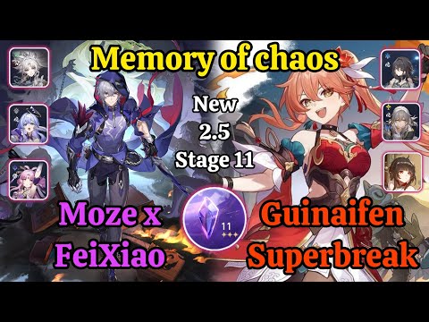 E2 Moze x Feixiao & E6 Guinaifen Superbreak Memory of chaos stage 11 Clear / Honkai star rail