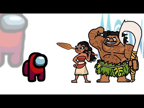 Mini Crewmate Kills MOANA Characters | Among Us