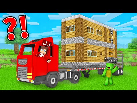 How JJ and Mikey Build SECRET VILLAGE Base on TRUCK in Minecraft? - Maizen