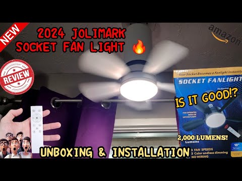 NEW 2024 JOLIMARK AMAZON SOCKET FAN LIGHT INSTALLATION & UNBOXING VIDEO 2000 LUMENS *MUST SEE* 👍