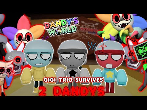 🌈GIGI SIBLING TRIO SURVIVES 2 DANDY RUNS🌻 | dandys world gameplay (floor 20 gameplay) | #rainymellie