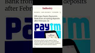 RBI -Paytm #economy #india #news #payment #banks #online #upsc #ssc #ias #ips #viral #rbi #shorts